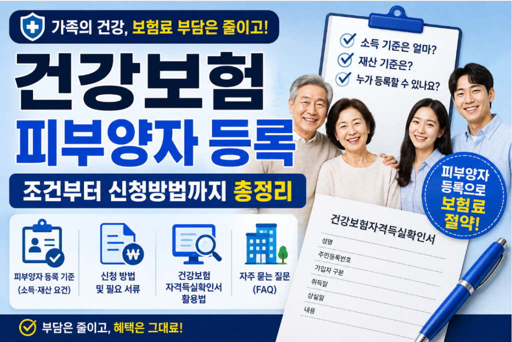 건강보험 피부양자 등록
조건부터 신청방법까지 총정리