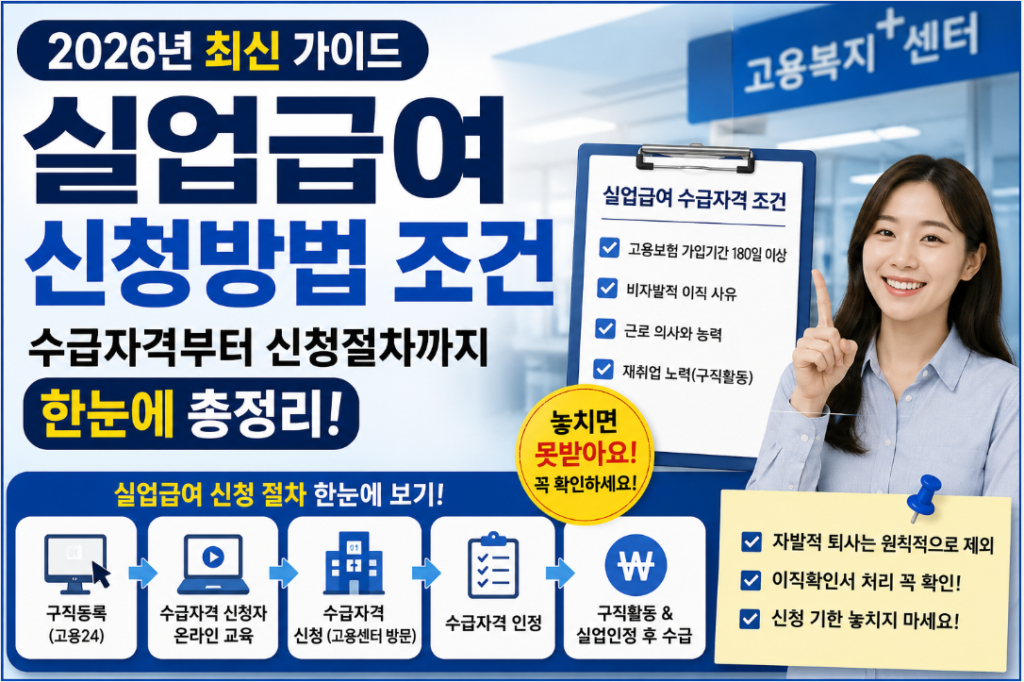 실업급여신청방법조건
수급자격부터 신청방법까지