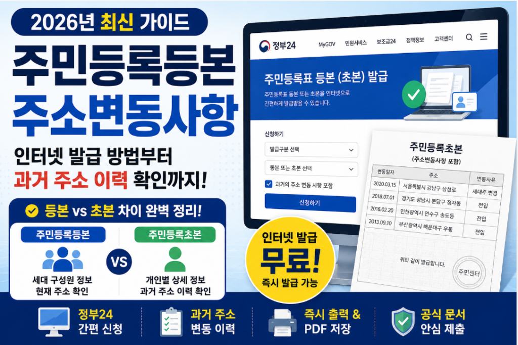 주민등록등본 주소변동사항
등본? 초본? 한눈에 확인