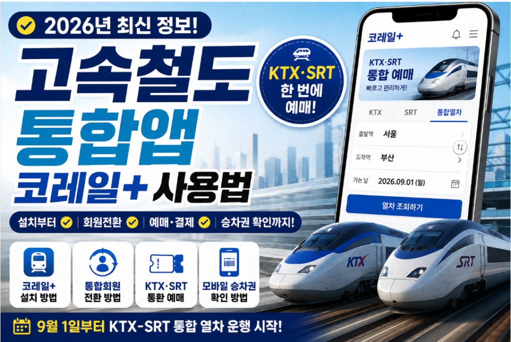 고속철도통합앱
코레일+srt 사용법 총정리