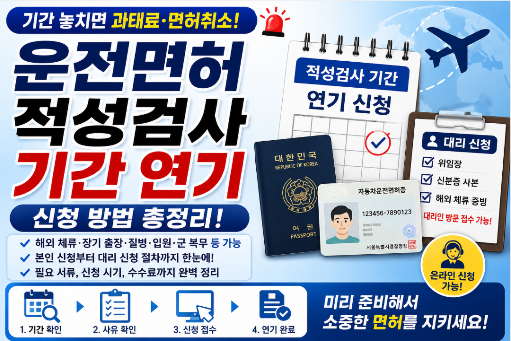 운전면허적성검사기간연기
신청 방법 총정리