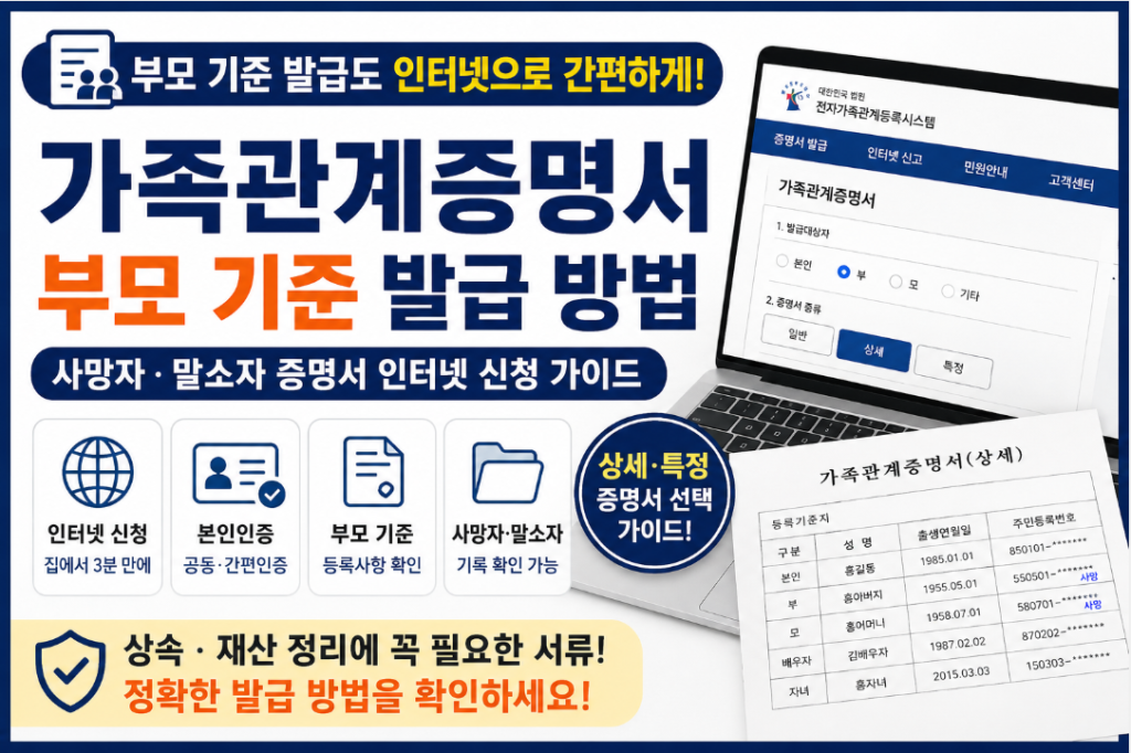 가족관계증명서 부모 기준 발급