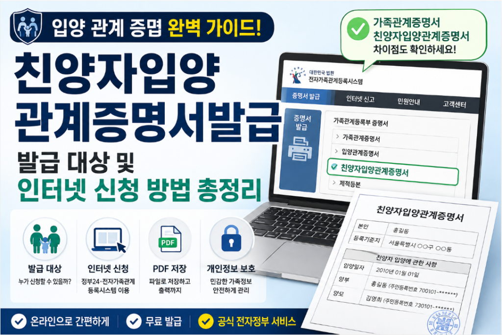 친양자입양관계증명서발급
발급 대상 및 인터넷신청방법 총정리