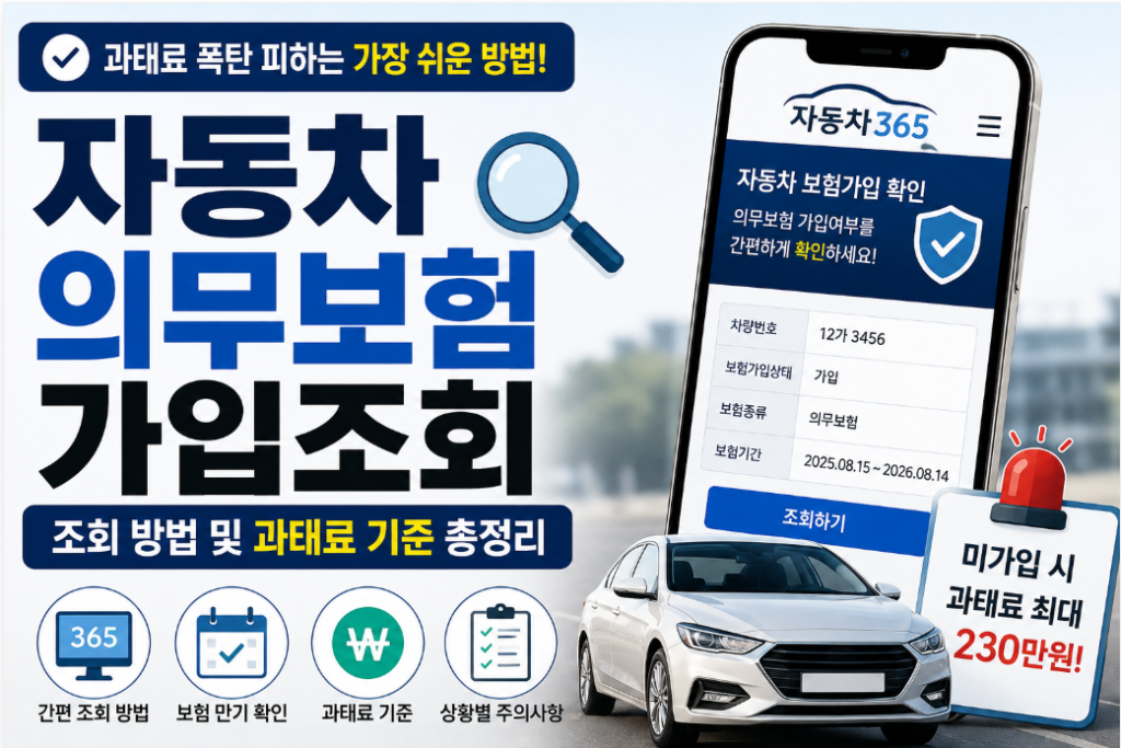 자동차의무보험가입조회
조회방법및과태료기준 총정리