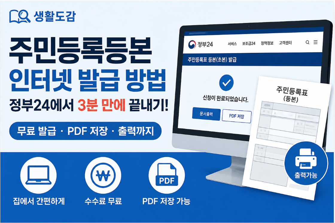 주민등록등본 인터넷 발급 방법｜정부24에서 3분 만에 무료로 발급하기