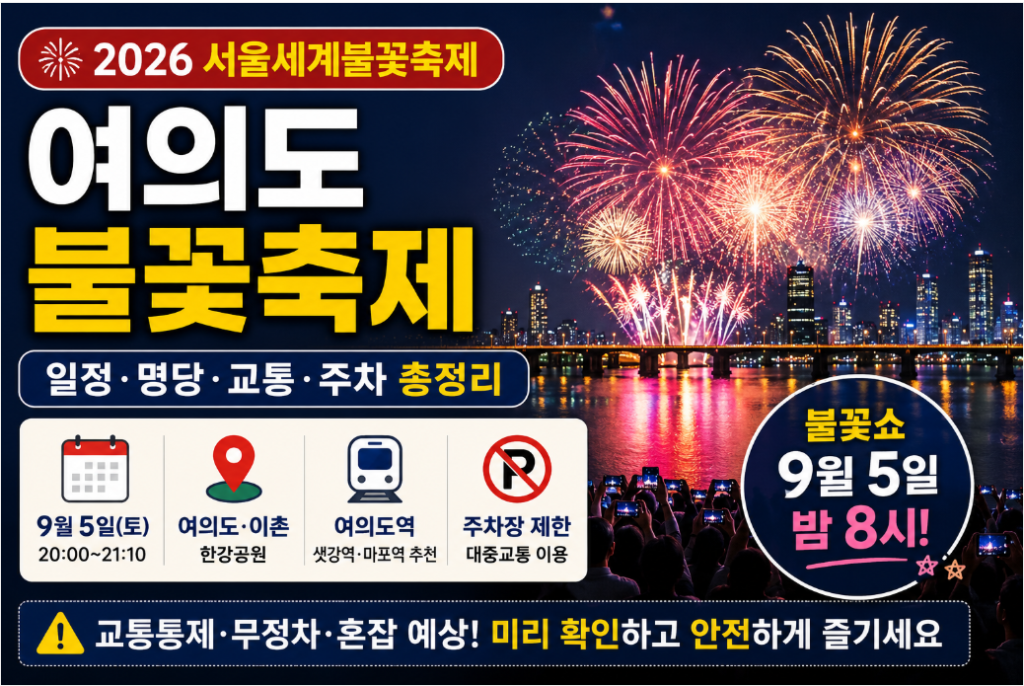 여의도 불꽃축제
일정.명당.교통.주차 총정리